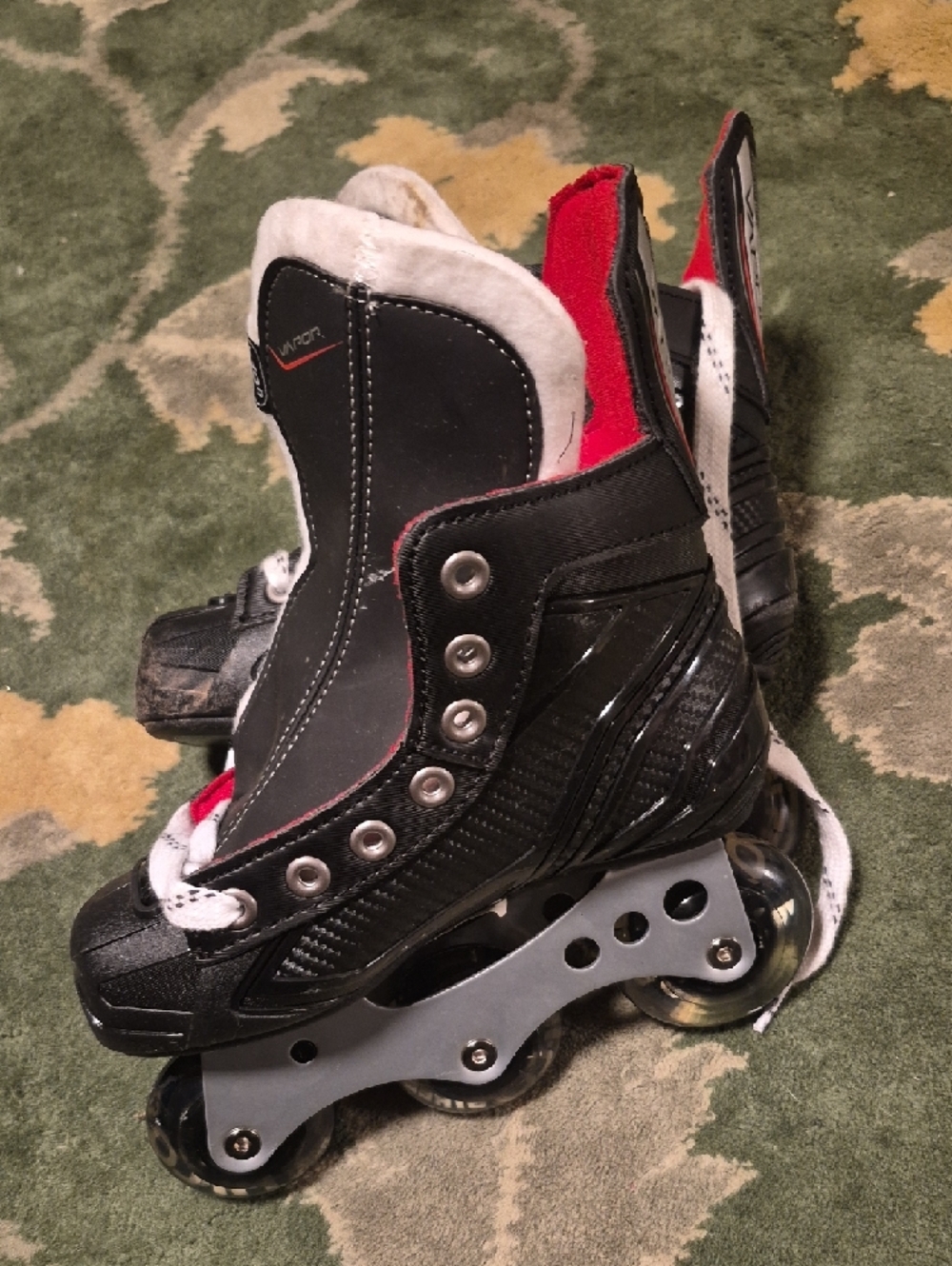 Bauer Kids Red and Black Lace-Up Roller Skate Boots - Picture 5 of 11
